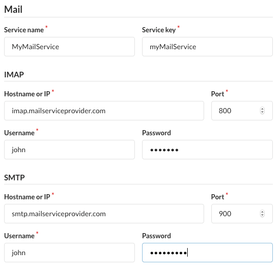 Creating/editing a mail-service