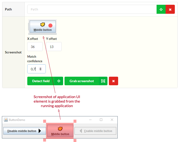 The built-in screenshot taker in action