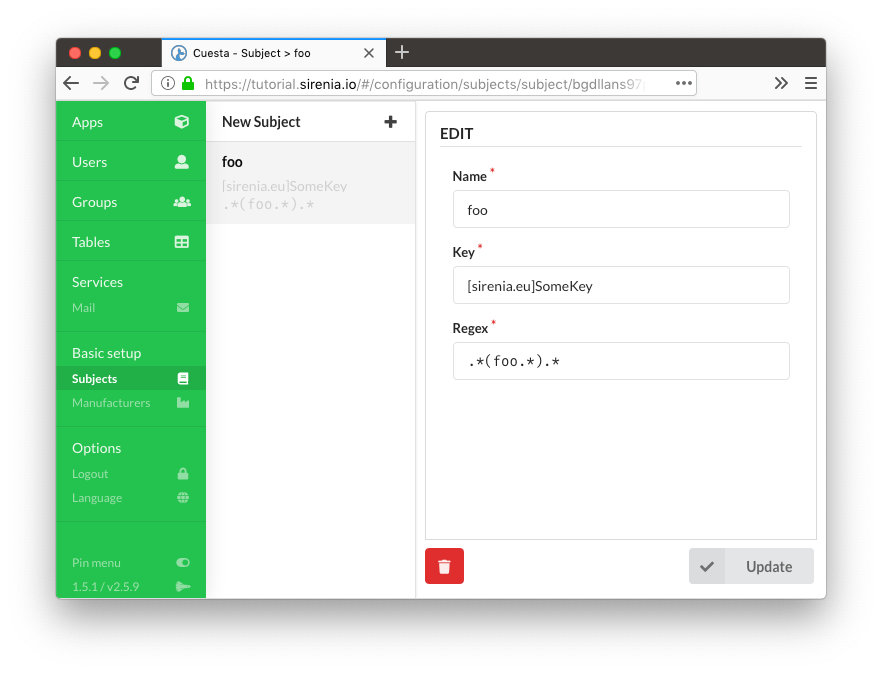 Subject configuration