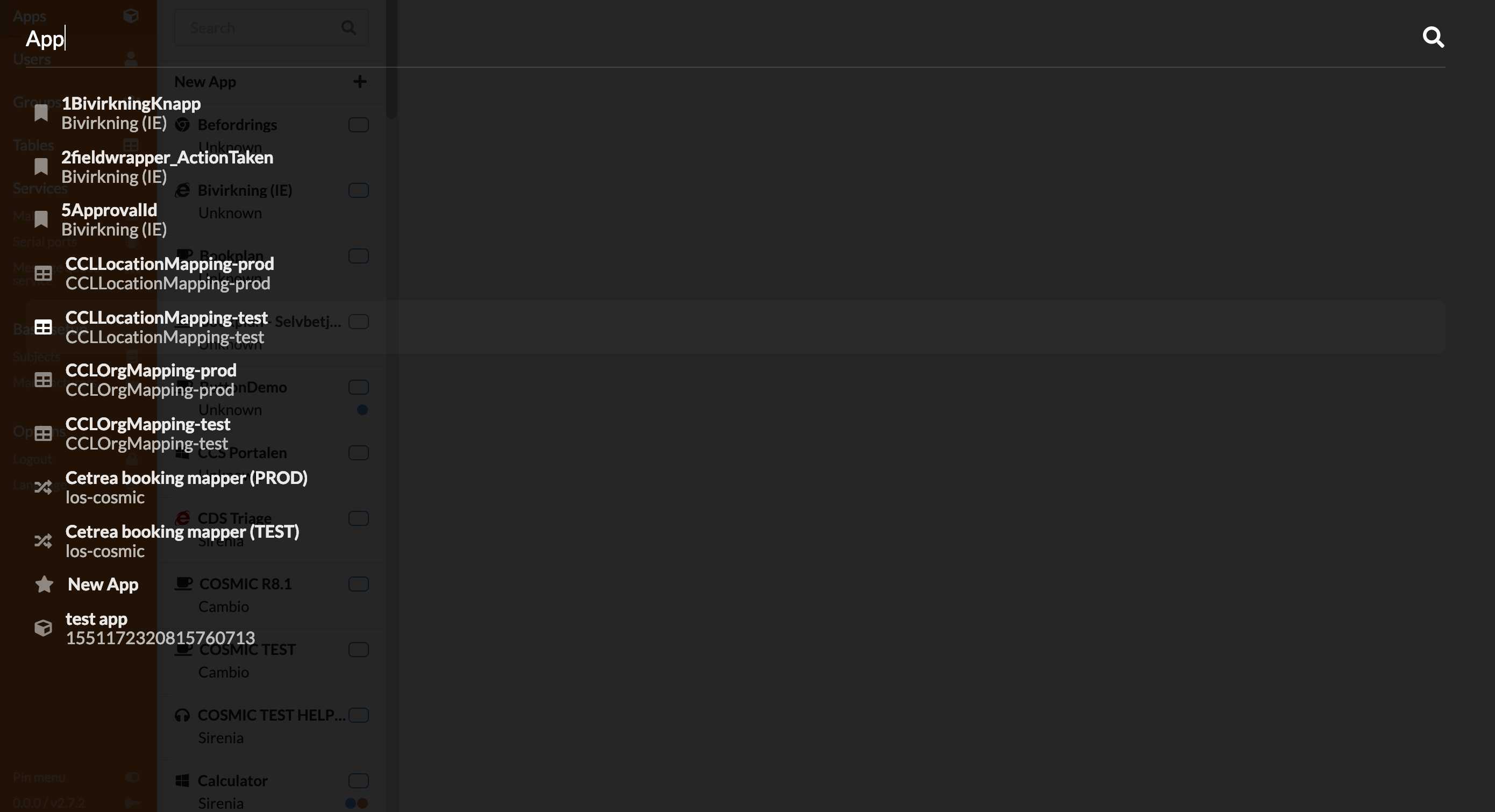 The global search view
