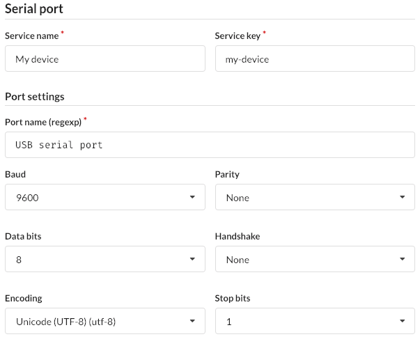 Creating/editing a serial port service