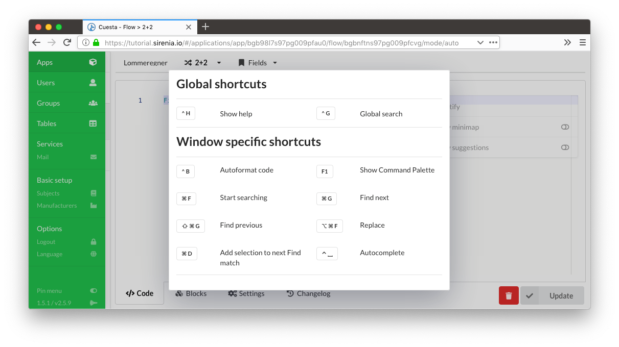 The helpful shortcut display